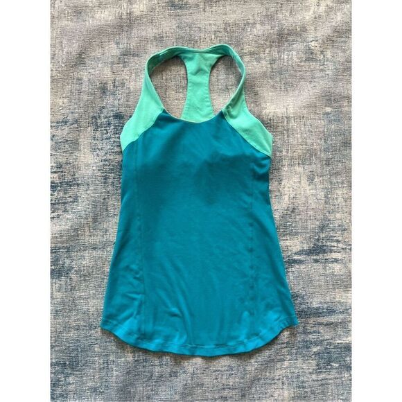 Lululemon Inner Strength Athletic Tank Top in Oasis River Rock Aqua Teal Size 4 - Picture 4 of 6